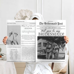 Jornal de Pedido de Casamento para Madrinhas | Modelo de Pedido de Casamento | Você Será Minha Madrinha | Cartão de Convite para Madrinha | Download Instantâneo