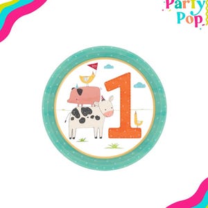 Farm Plates 8ct - Barnyard Birthday, Farm Baby Shower, Farm Animal Birthday Decorations, Birthday Plates, Cow Birthday, Farm Party Supplies