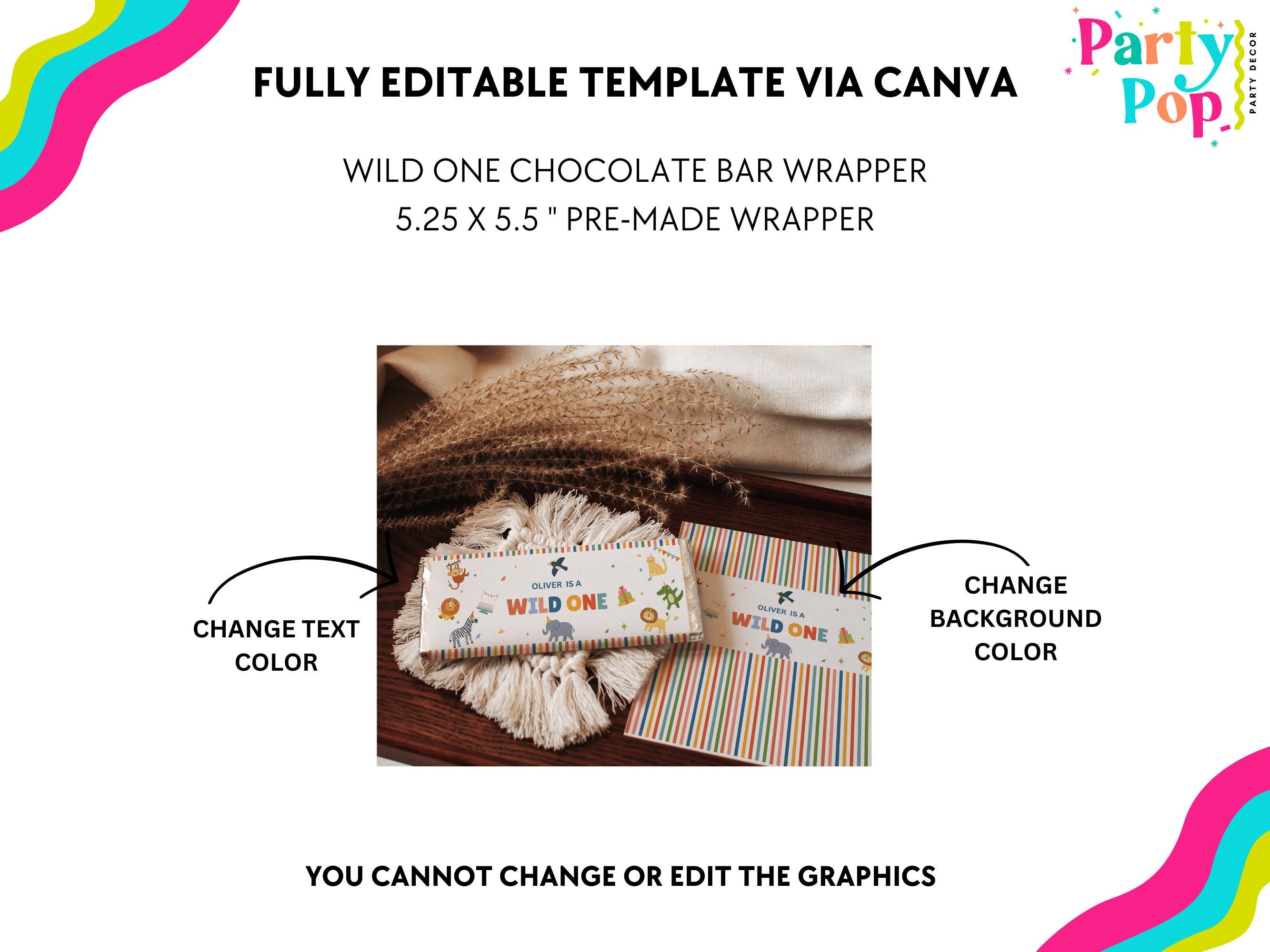 Wild One Candy Bar Wrapper | Chocolate Bar Wrapper | First Birthday ...
