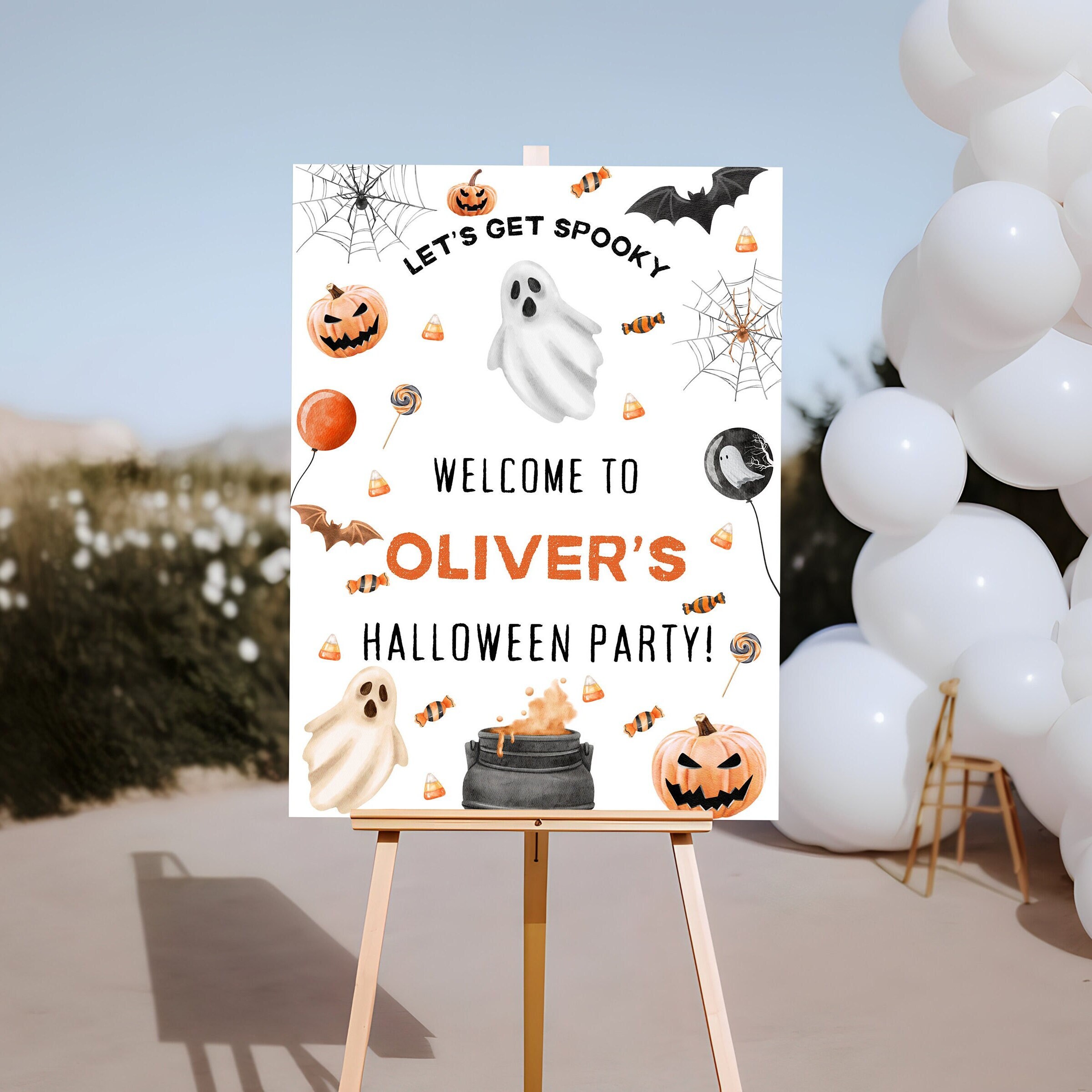 Editable Halloween Party Welcome Sign: Spooky Watercolor Design ...