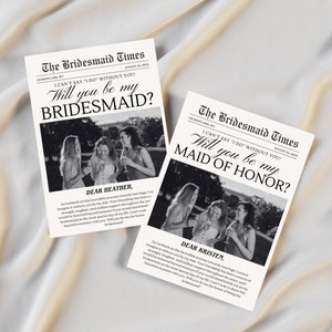 Will You Be My | Bridesmaid Card | Card For Bridesmaid | Newspaper | Newspaper Proposal | Maid Of Honor Card | Bridesmaid Invitation