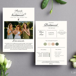 Bridesmaid Info Card | Bridesmaid Proposal Card | Bridesmaid Proposal | Bridesmaid Proposal Card Template | Bridesmaid Proposal Template