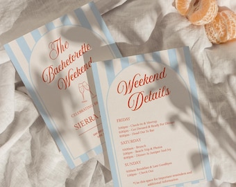Coastal Bachelorette Invitation & Itinerary: Editable Canva Template (Digital Download)