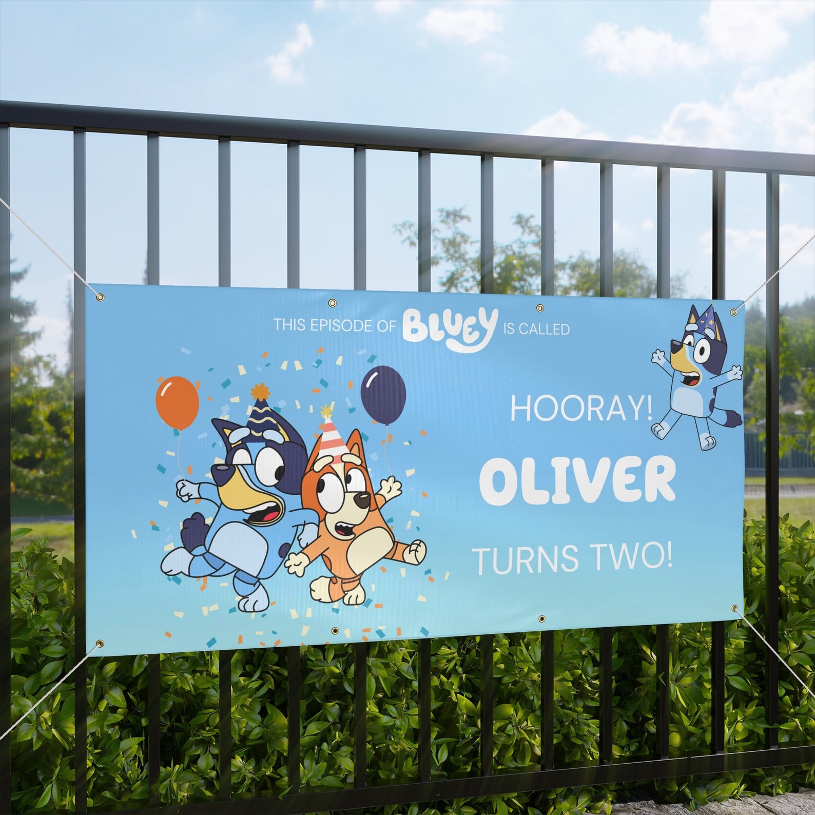 Blue Dog Birthday Banner