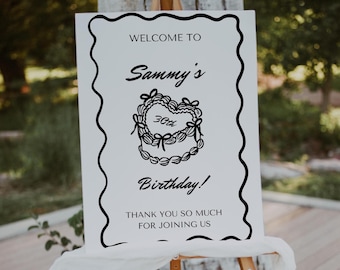 Adult Birthday Party Welcome Sign | Birthday Welcome Sign | 30th Birthday | Hand Drawn | Welcome Sign | Whimsical | Editable Template
