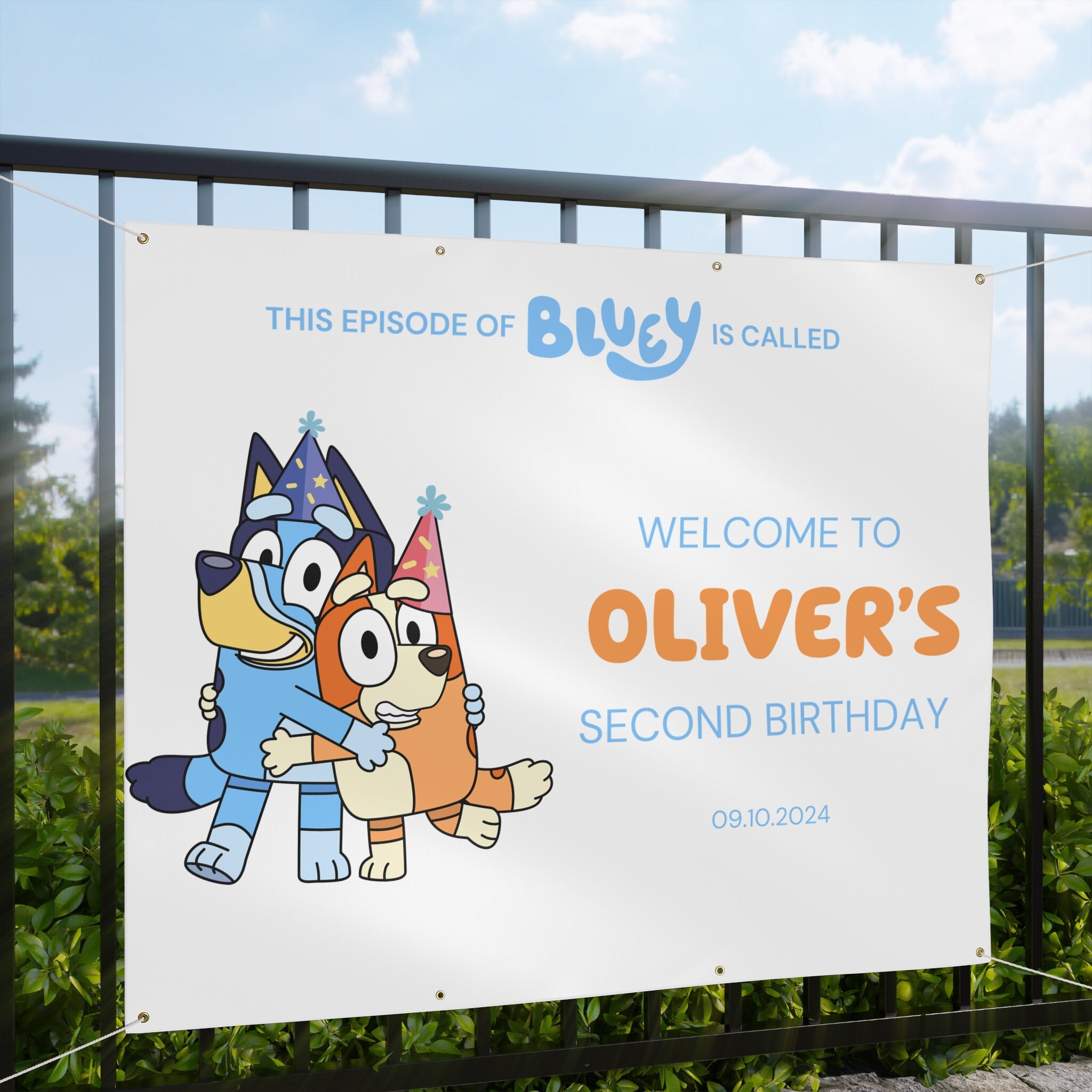 Blue Dog Birthday Banner – Custom vinyl birthday banner for Blue Dog party.
