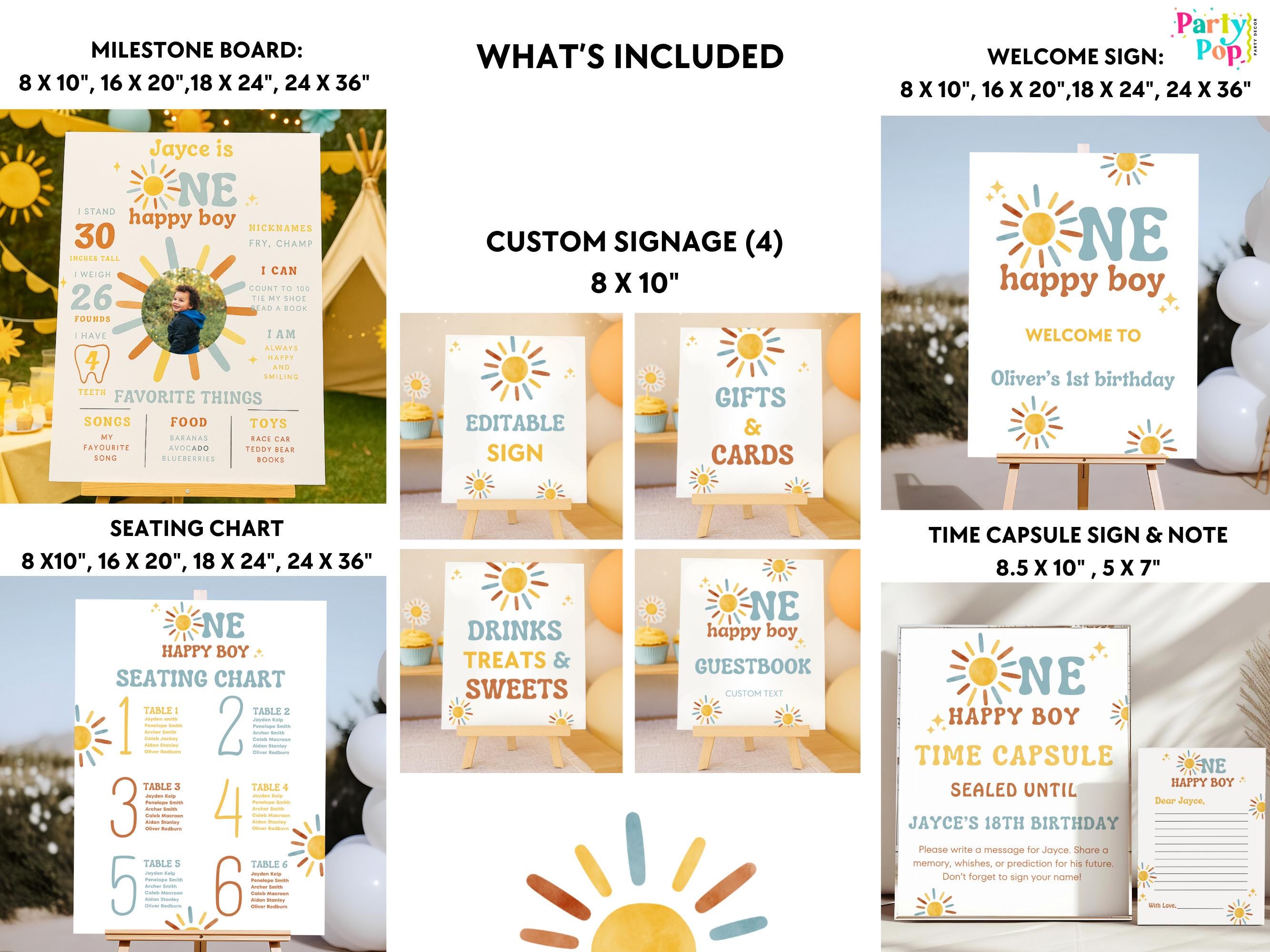 One Happy Boy 1st Birthday Signage Bundle: Sunshine Party Decor ...