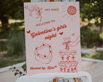 Galentines Day Welcome Sign | Galentines Day Sign | Valentines Welcome Sign | Valentines Day Templates |    Hand Drawn | Whimsical Sign