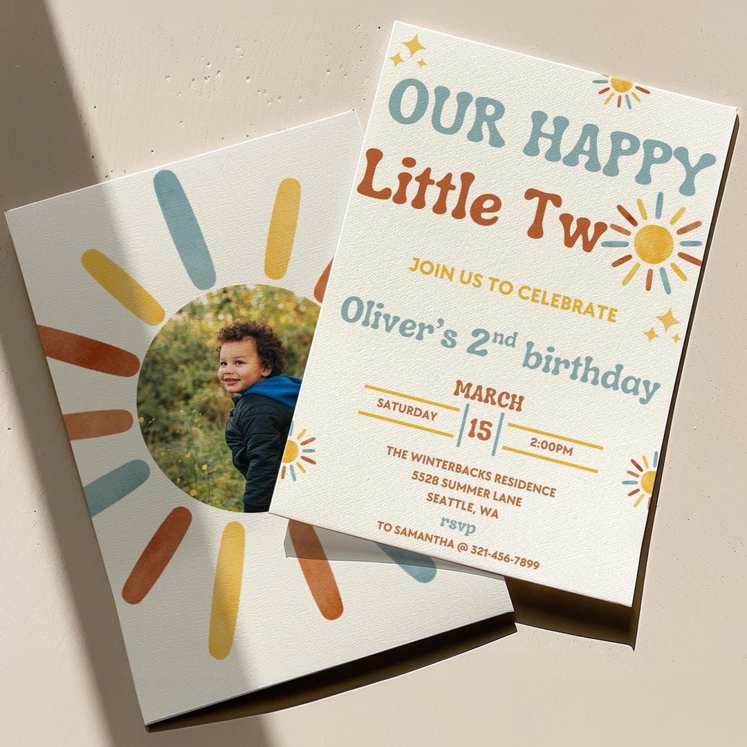 Two Birthday Invite Our Happy Little Two Birthday Invitation | Two Happy Birthday | Two ...