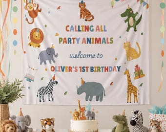 Banner Oproep aan alle feestbeesten | Banner 1e verjaardag | Banner 2e verjaardag | Jungle verjaardagsfeestje decor | Feestbeesten