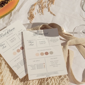 Bridesmaid Info Card | Maid Of Honor Info Card | Bridesmaid Info | Information Card | Wedding Information Card | Instant Download | Editable