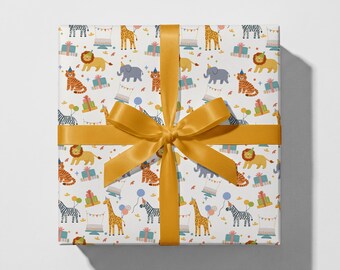 Cadeaupapier verjaardag safaridieren | Cadeauverpakking Wild One, junglethema