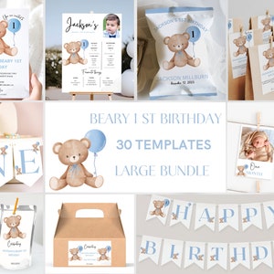 First Birthday | 1st Birthday Invitation |1st Birthday Party Theme | Beary First Birthday Decorations | 1st Birthday Decorations | Editable