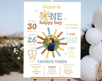 One happy Boy | Milestone Board | Birthday Board | First Birthday Milestone Board | First Birthday Board | Editable | First Birthday