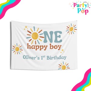One Happy Boy Banner | Erste Reise um die Sonne | Wimpelkette zum 1.Geburtstag | Geburtstag Kulissen | 1. Geburtstag Party Dekoration | 1st Geburtstag Zeichen