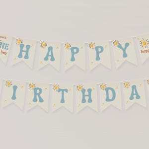 One Happy Boy Banner | Erste Reise um die Sonne | Wimpelkette zum 1.Geburtstag | Geburtstag Kulissen | 1 Geburtstag Zeichen | Sofortdownload | Veränderbar