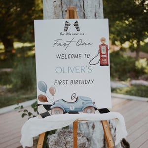 Fast One Birthday | Welcome Sign | Vintage Race Car Birthday | Two Fast | Racecar Birthday | First Birthday Welcome Sign | Fast One | Custom