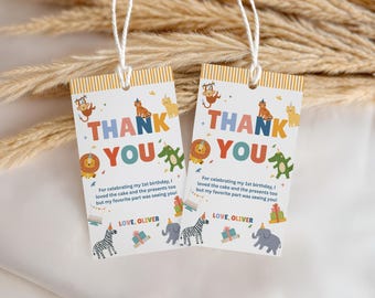 Two Wild Birthday, Party Animal Favor Tag, Thank You Tag, Jungle Birthday Favor Tags, First Birthday Party Decor