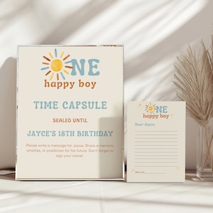 Un niño feliz / Cápsula del tiempo / Carta de la cápsula del tiempo / Cápsula del tiempo del primer cumpleaños / Primer cumpleaños / Primer viaje alrededor del sol / Editable