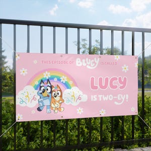 Pink Rainbow Birthday Banner | Rainbow Birthday Banner | Blue Dog | Custom Birthday Banner | Pink Birthday Banner | Daisy Banner