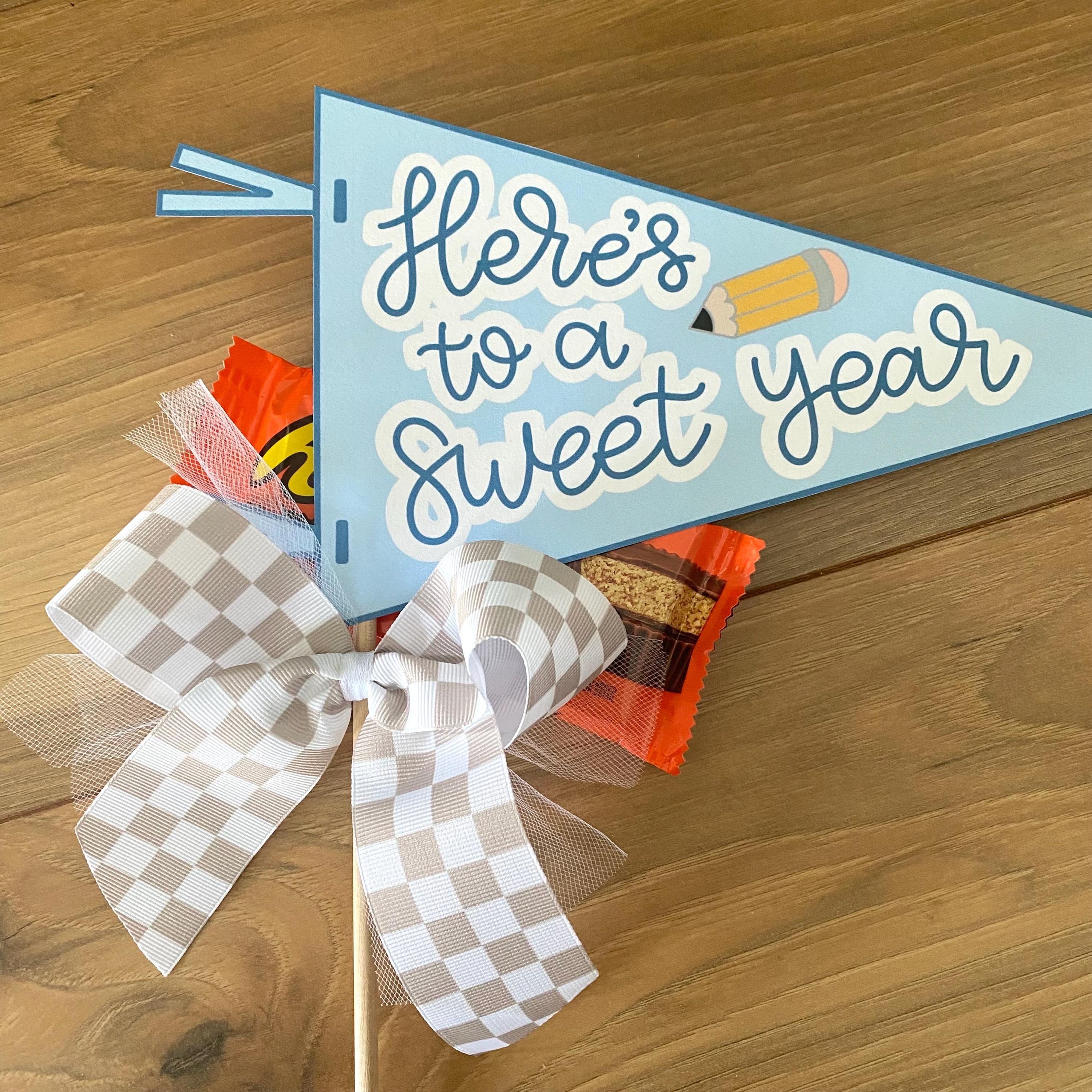 Heres to a Sweet Year Pennant, First Day of School Flag, Welcome to Class Banner, Teacher Gift to Student, Back to School Sign, School Decor