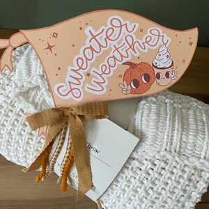 Fanion météo pour pull, drapeau d'automne, accessoire photo dessiné main automne, citrouille, carte-cadeau automne, décoration d'Halloween, emballage cadeau pour l'automne