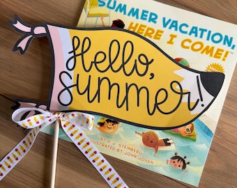 Hello Summer Pennant, Last Day of School Printable, Teacher Appreciation Gift Flag, End of School Photo Prop, Teacher Thank You Sign