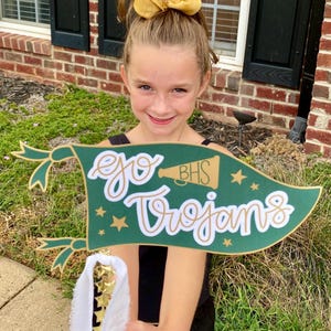 Custom School Mascot Game Day Pennant, Football Flag Printable, Digital Cheerleader Sign, Personalized Gift Tag, Party Decor, Flat Lay Prop