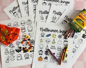 Halloween Bingo Printable – Kids Coloring Activity, Classroom Party Game, Digital Download, 8 Unique Bingo Cards + Calling Pieces