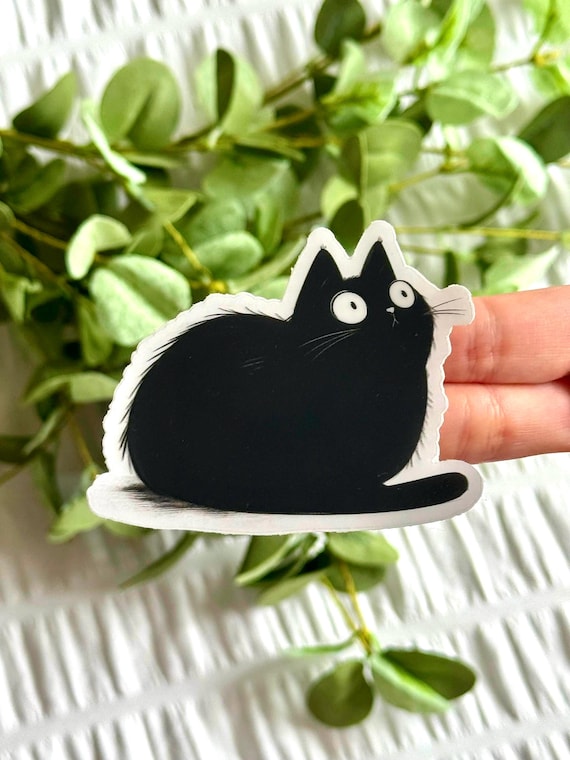 Black Cat Clear Vinyl Waterproof Sticker 3 x 2.9 inch