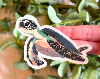 Sea Turtle Clear Vinyl Sticker 3.0 x 2.6 in.