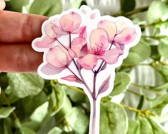 Dogwood Flower Clear Transparent Vinyl Sticker 3 x 3 in.