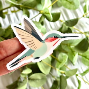 Hummingbird Pastel in Color Clear Sticker 3 x 2.4 in.