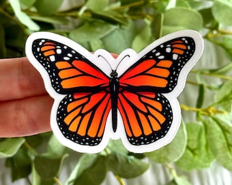 Monarch Butterfly Clear Waterproof Sticker 3 x 2 in.