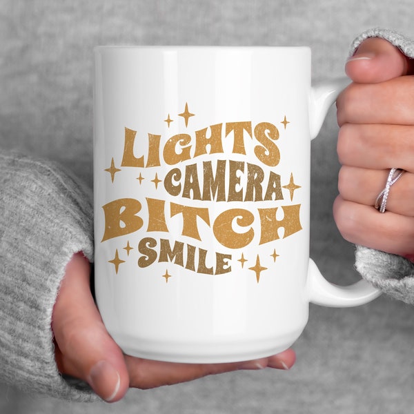 Lights Camera Bitch Smile Mug, Swiftie Mug, Rep TV Mug, Gift For Her, TTPD, Gift Under 20, Taylor Mug, Gift Swiftie Gift, Ceramic Coffee Mug