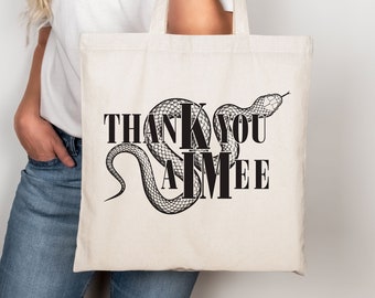 Thank You Aimee Tote, TTPD canvas tote, Swiftie Tote, Gift for Swiftie, Reusable Bag, Beach Bag, Tortured Poet Tote, Gift Under 20, Rep TV