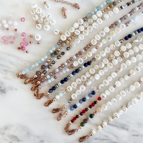 Custom Personalised Luxury Eras Friendship Bracelets (14k rose gold filled, gemstones and Swarovski crystals) Taylor Swift Eras