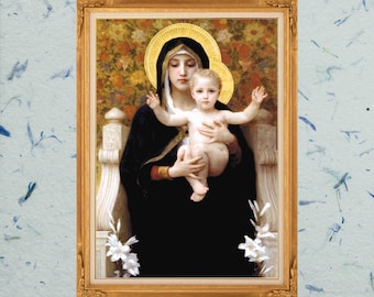 Virgen of the Lilies Cross Stitch Chart: Full Coverage (Digital Download)