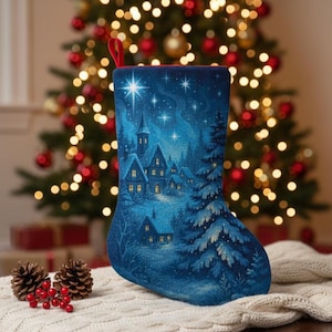 Winter Village Weihnachtsstrumpf Kreuzstichvorlage