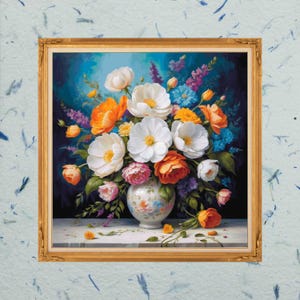 Bloemen in vaas. Dit is een geteld kruissteekkaart met volledige dekking die compatibel is met Pattern Keeper. digitale download.