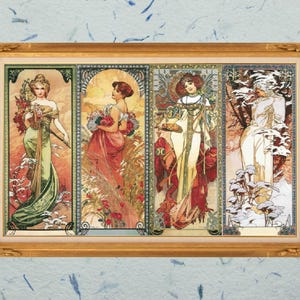 Mucha &#39;Les Saisons&#39; Cross Stitch Chart: Pattern Keeper Compatible (Digital Download)