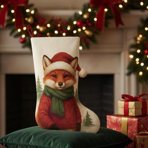 Fox Christmas Stocking Cross Stitch Chart: Full Coverage (PDF Pattern, Instant Download)