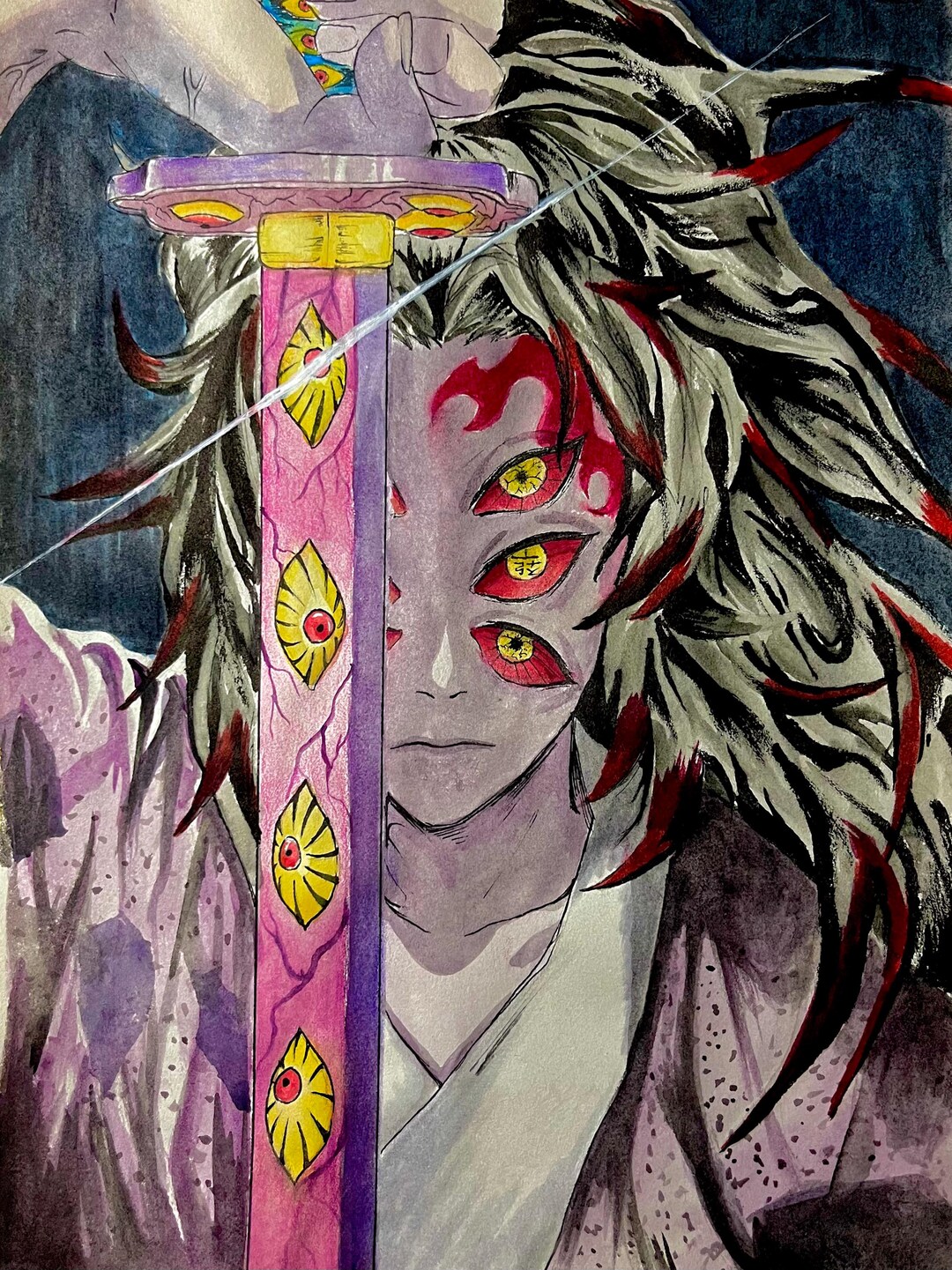Framed Kokushibo Artwork Demon Slayer - Etsy