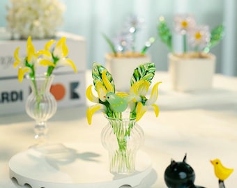 Lirio de cristal amarillo, mini ramo de regalo para mamá