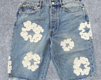 Y2k Streetwear Shorts Denim Tears | Jeans Shorts | Hypebeast Style | Floral Shorts Summer 2024