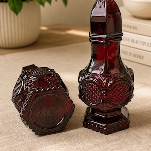 Vintage Avon Cape Cod Ruby Red Glass Salt & Pepper Shakers | Set of 2