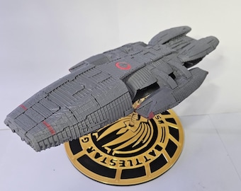 Iconic battlestar galactica display model 15.5" with custom bsg stand included -perfect for sci-fi collectors and fans of the classic series