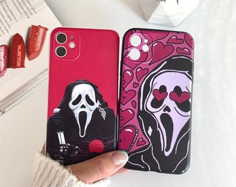 Spooky Ghost Face Witchy Phone Case, Grunge Tarot Gothic Halloween Casing, Custom Goth iPhone Case, Horror Cell Mobile Apple Phone Cover
