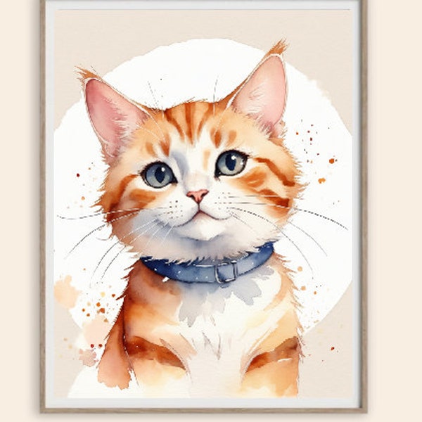 Watercolor Cat: High-Quality Art for Kids' Bedrooms and Nurseries