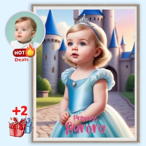 Custom Portrait, personalized gift, personalized princess, gift for kids, digital portrait, Gift for girl, Unforgettable Moments, 4K Quality
